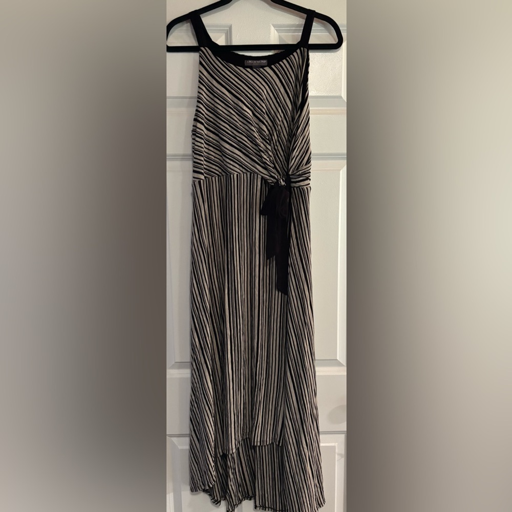 A Pea in the Pod Striped Knit Faux Wrap Dress, size Large Maternity